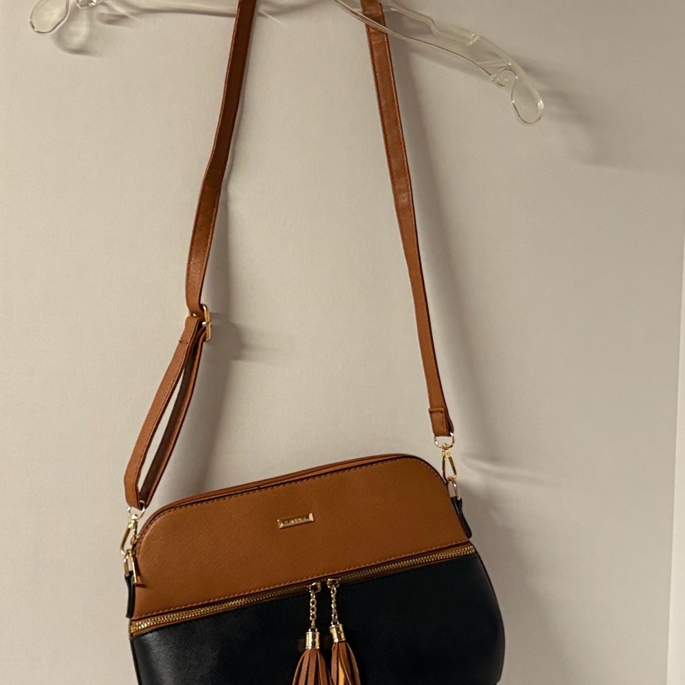 Elegant Brown and Black Crossbody Bag